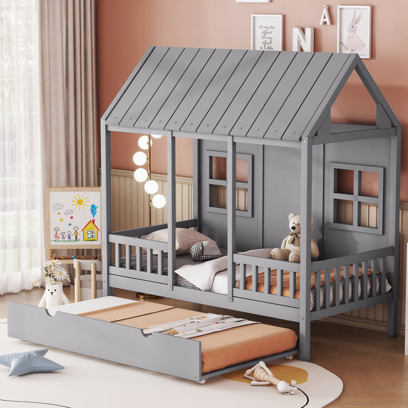 Lit gigogne standard Rezac, Gris, Lit simple