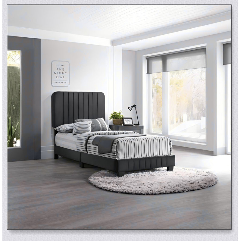 Upholstered Bed Frame, Twin, Black