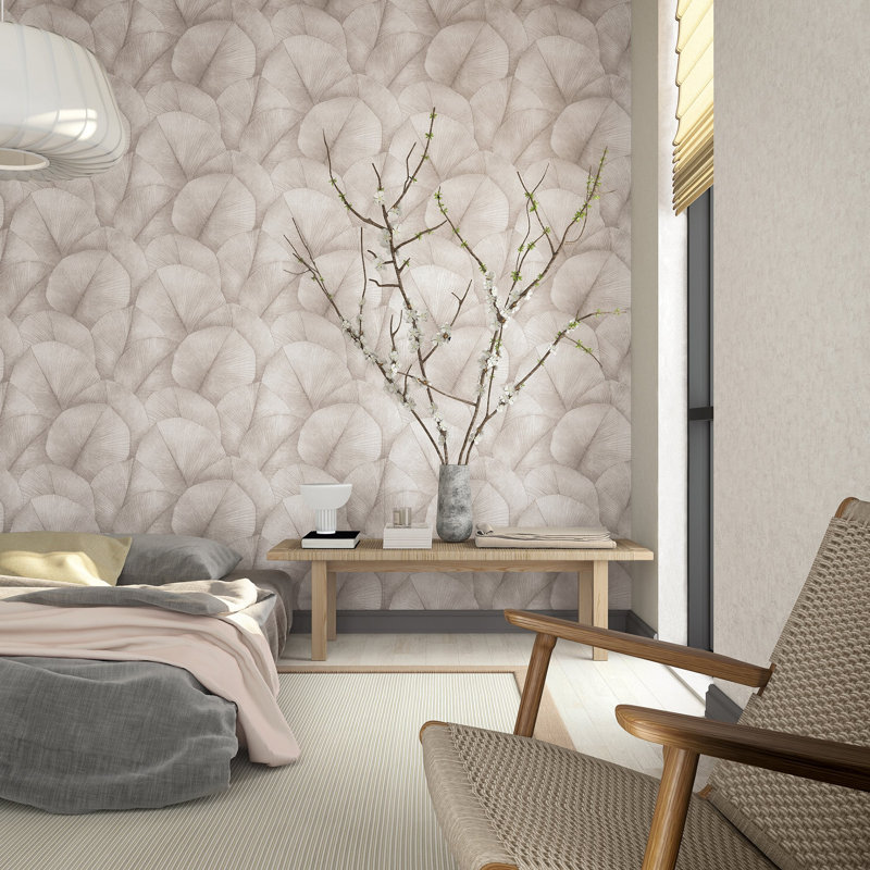 Kumano 3D Embossed Palm Leaf Wallpaper Roll, Pink