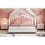 Lit double tapissier princesse pleine grandeur avec tête de lit couronne, lit plateforme double avec tête de lit et pied de lit, crème et rose-337020890