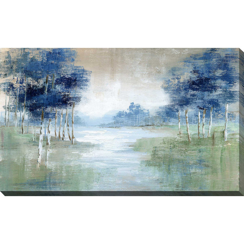 Birch River par Nan - Peinture, L 72 po x H 42 po, Toile tendue
