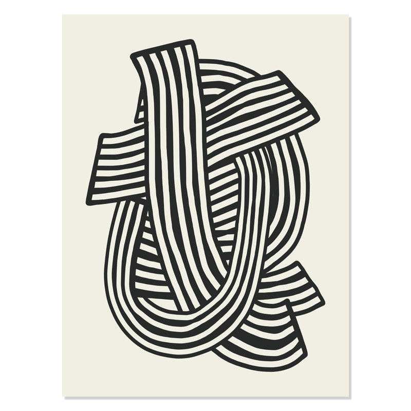 Rayures abstraites à imprimé noir par Dean, No Frame, 30'' W x 40'' H, Toile tendue