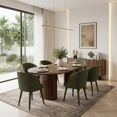 Ensemble de table de salle à manger ovale 79 po avec 6 chaises rembourrées Theodore