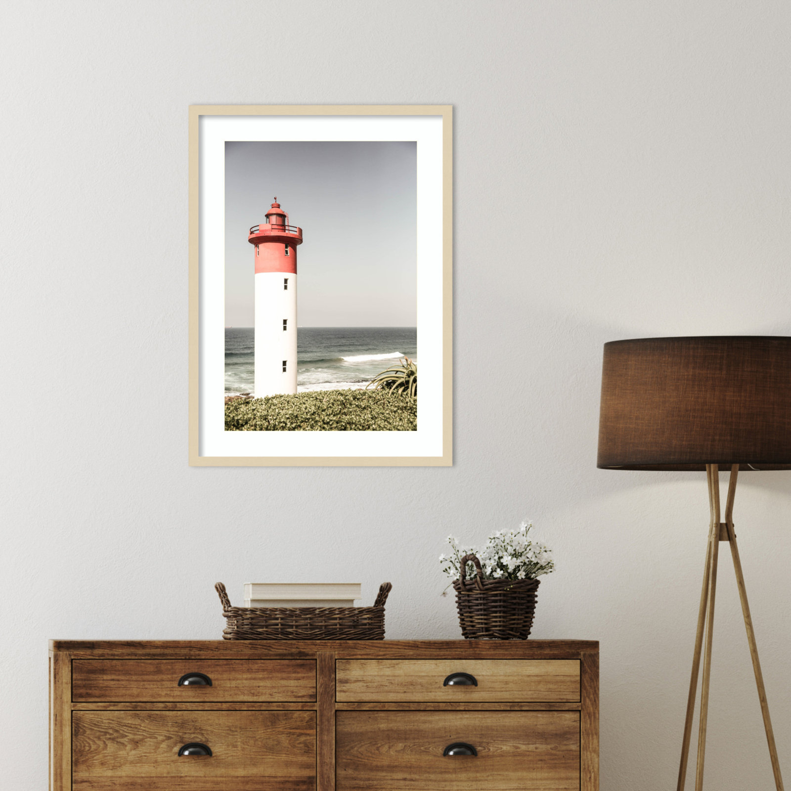 Daisey "Oyster Box Lighthouse" Print, Brown, 33" H x 24" W