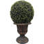 Plante artificielle de 24 po de hauteur, arbuste topiaire en forme de boule dans un pot à piédestal en bronze pour une utilisation intérieure et extérieure