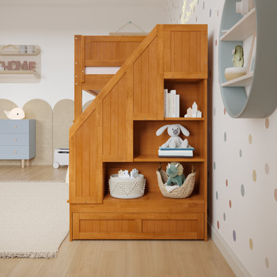 Keaire Staircase Bunk Bed with Storage Drawer and Twin Trundle