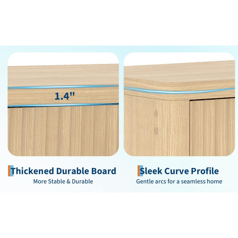 Buffet Cabinet with Storage, Two-Door Sideboard, 25MM Thick MDF Oak Storage Cabinet with Adjustable Shelves