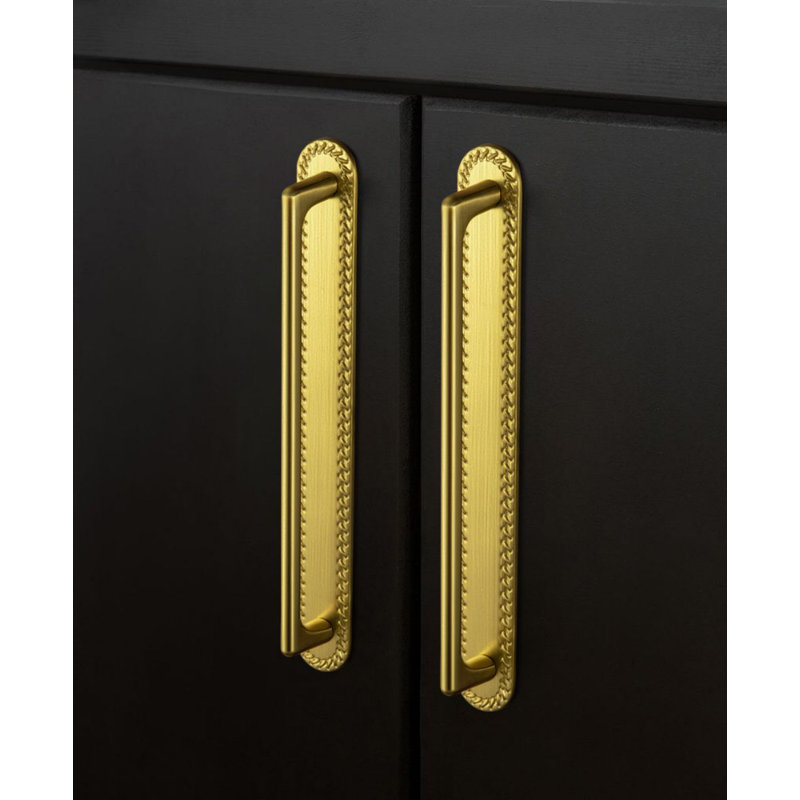 Poignée de bar classique avec contre-plaque, Laiton brossé, 7 5/6"