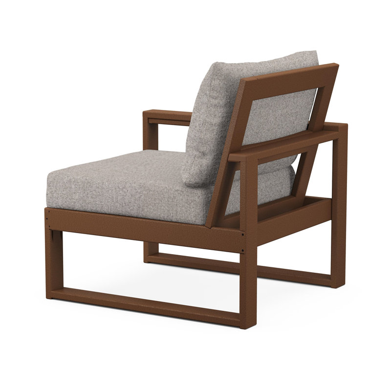 POLYWOOD Outdoor Lounge Chair, Weathered Tweed, Teak