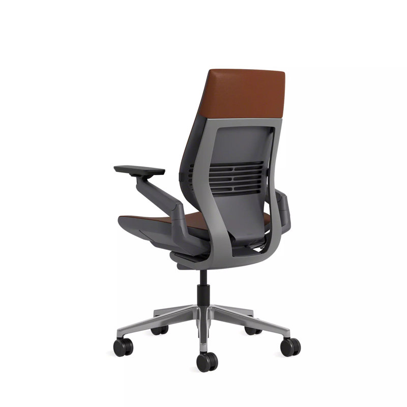 Steelcase Gesture Executive Leather Chair, Carpet, Black, Saddle