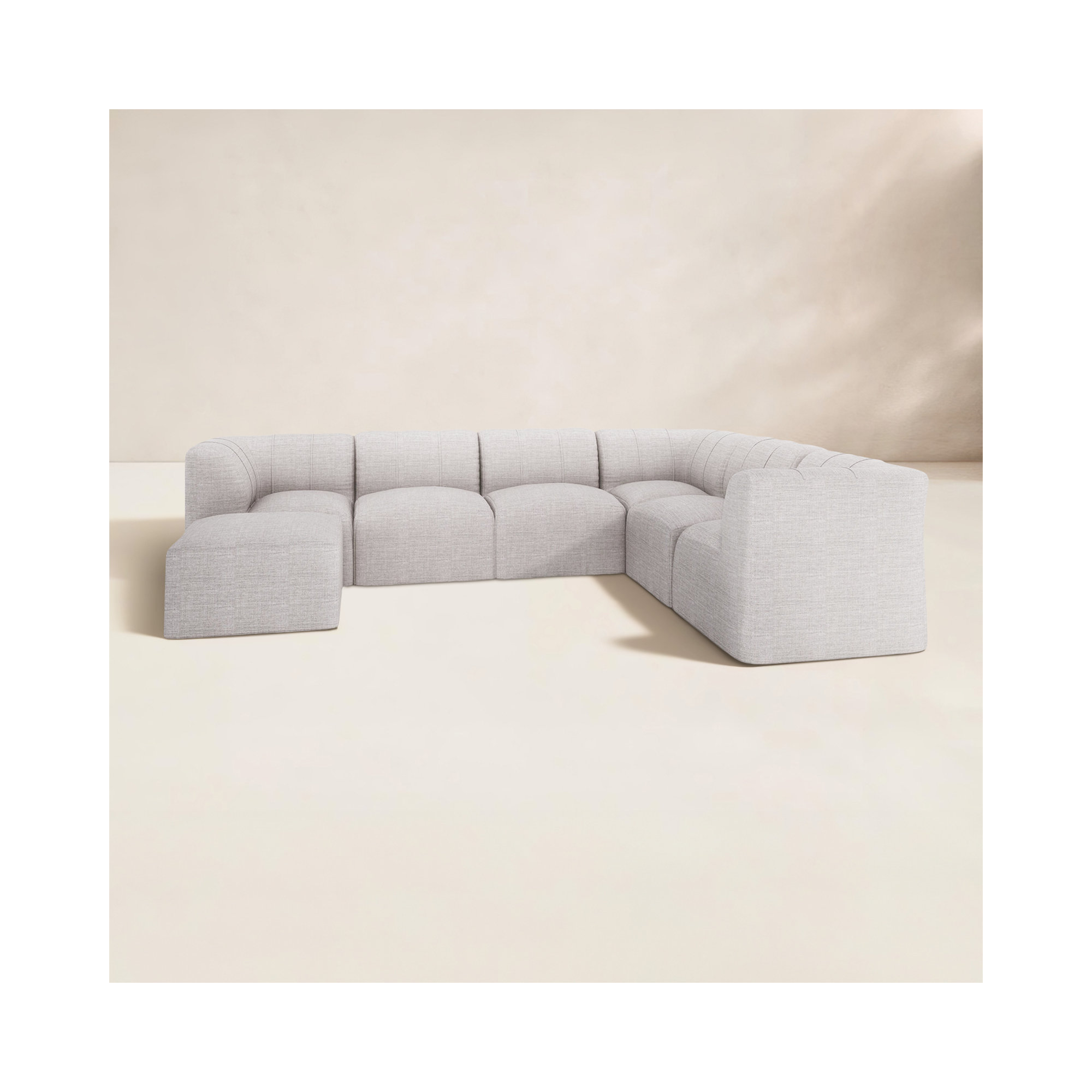 Praia 124" Sunbrella Outdoor L Sectional with Ottoman, Cast Silver Sunbrella®