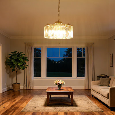 18.7" Modern Round Crystal Chandelier, 8-light 3-tier Chandelier Light Fixture For Dining Room, Foyer & High Ceilings
