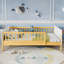 Lit double pour enfants, lit plateforme double en bois avec tête et pied de lit-121061643-121061645