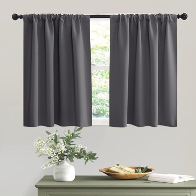 Rideaux occultants gris pour petite chambre, cuisine ou café : isolation thermique, protection UV, protection de l’intimité, rideaux superposés, 2 panneaux