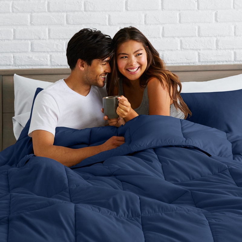 Polyester Solid Colour Bedspread, Single, Dark Blue