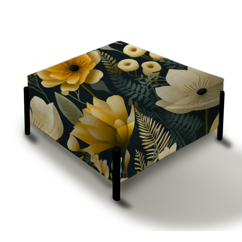 Rétro motif floral de renaissance botanique III - grand repose-pieds carré botanique