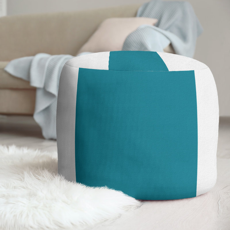 repose-pieds rond 20,5", Blanc / bleu sarcelle / blanc