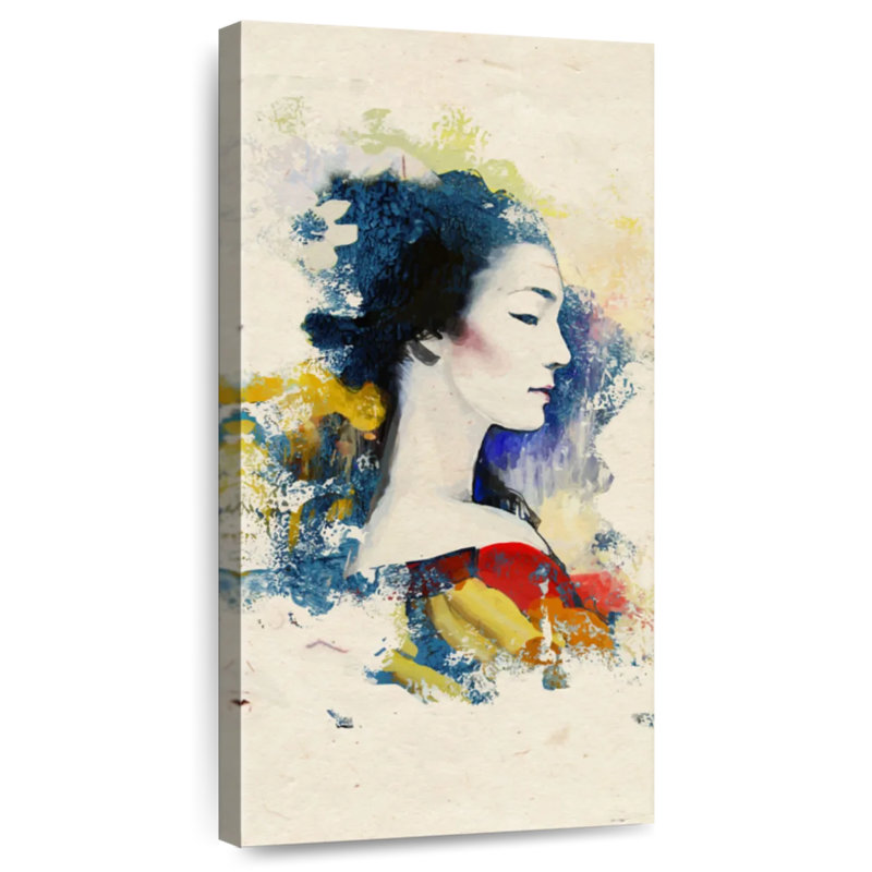 Portrait de geisha classique, H 30 po x l 15 po