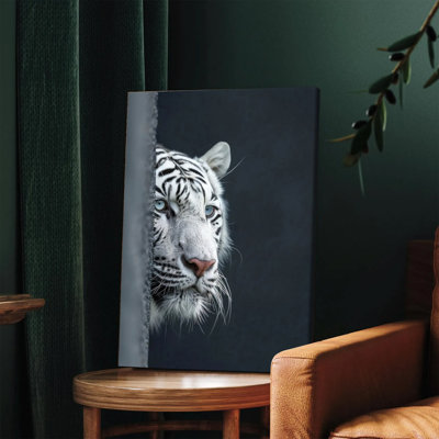 1 pièce, art mural encadré, tigre blanc, art mural sur toile, superbe portrait de la faune, peinture moderne, décor à la maison pour le salon, chambre à coucher, bureau, impression animalière unique, impression haute définition sur toile tendue, prête à être accrochée