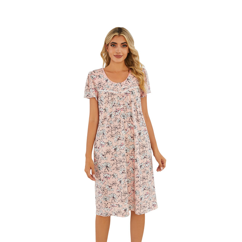 Peignoir fille avec poches mi-mollet, TTTG, Rose