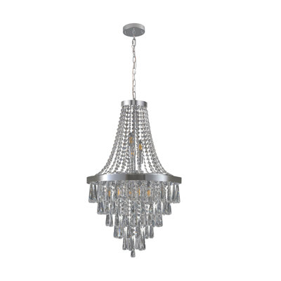 20" Modern Chrome Crystal Chandelier with Adjustable Height - Luxury 11-Light Ceiling Light Fixture for Dining Room, Foyer & Living Room
