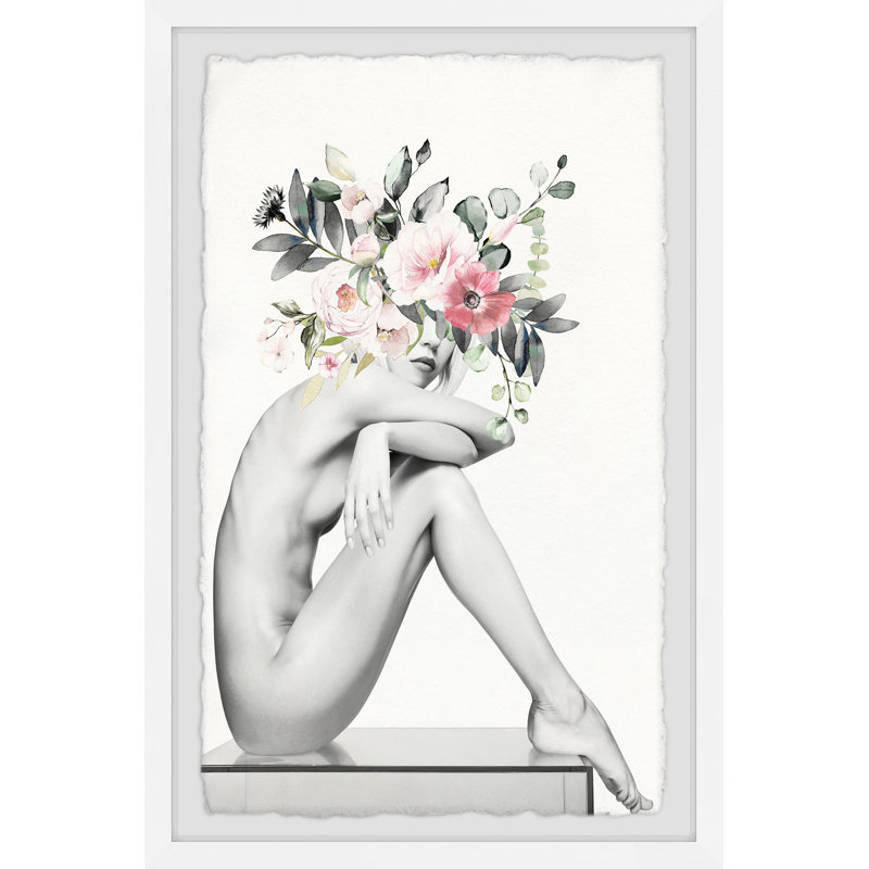 Couronne florale par Marmont Hill - peinture encadrée, H 30 po x l 20 po x P 1,5 po