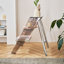 Home Folding Ladder Frame Indoor (Brown)Multi-Functional Thick Folding Ladder Stool Simple Creative Anti-Slip Plastic Edge Table Ladder Frame-121381919