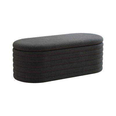 Versatile Chenille Upholstered Storage Ottoman Bench with Safety Hinge, Ideal for Bedroom, Living Room, and Entryway Organization by Ivy Bronx