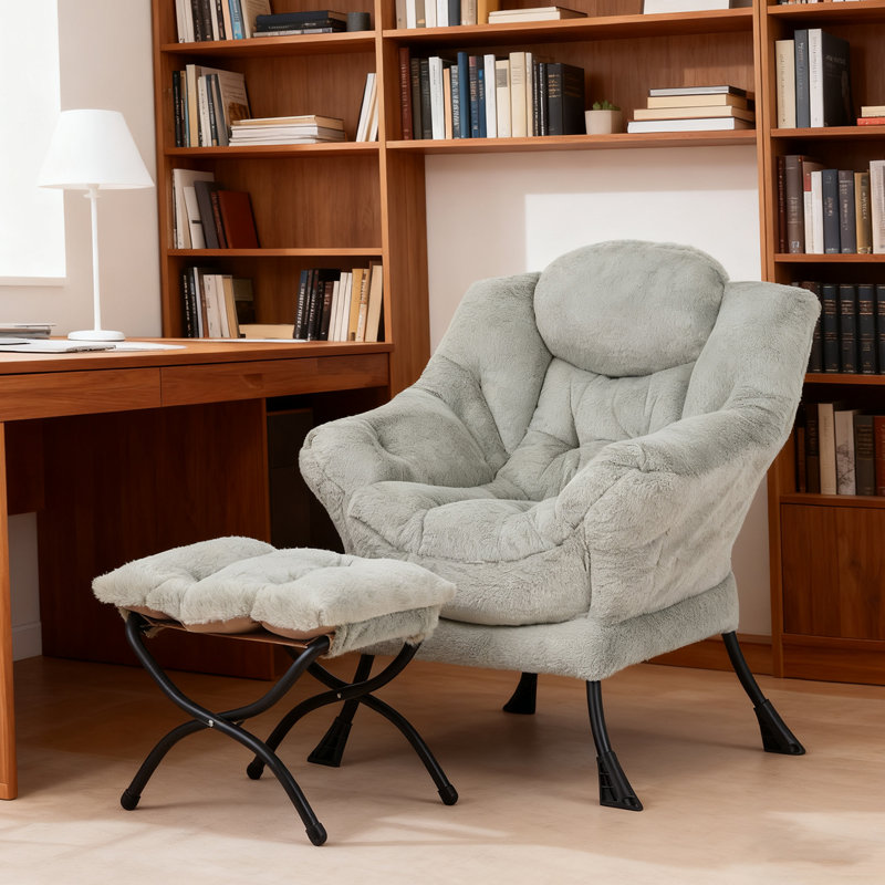 Fauteuil paresseux et rembourré Abramson, Peluche verte, Non