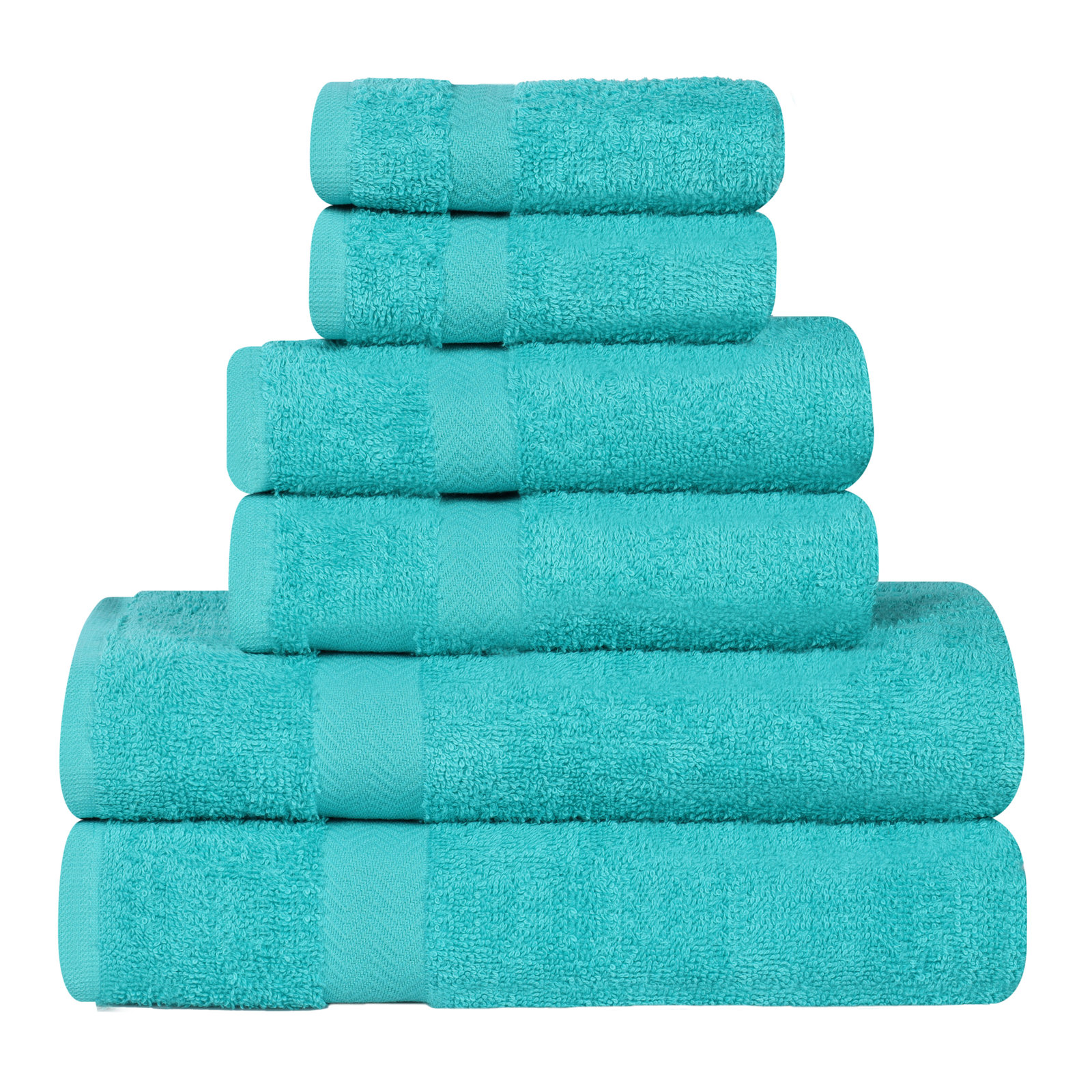 Franklin Cotton Lightweight Quick-Drying Face Towel Washcloth, Turquoise, 6 Pieces Towel Set