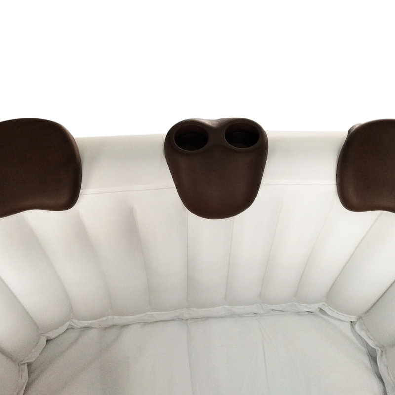 Brown Removable 3-Piece Headrest and Drink Holder Set for Hot Tub Spa