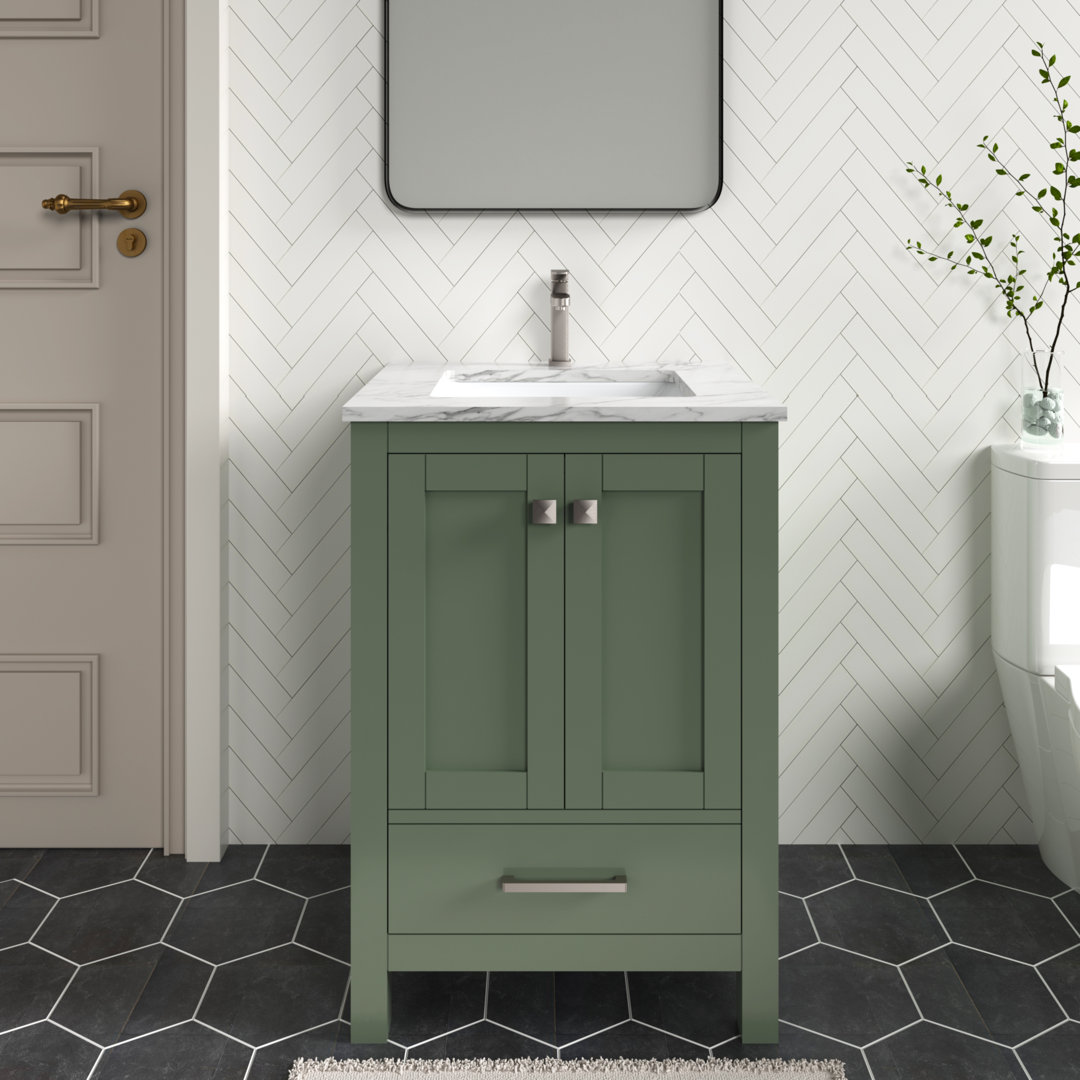 Amandie 24" Single Sink Freestanding Bathroom Vanity with Top Lark Manor™ Top 