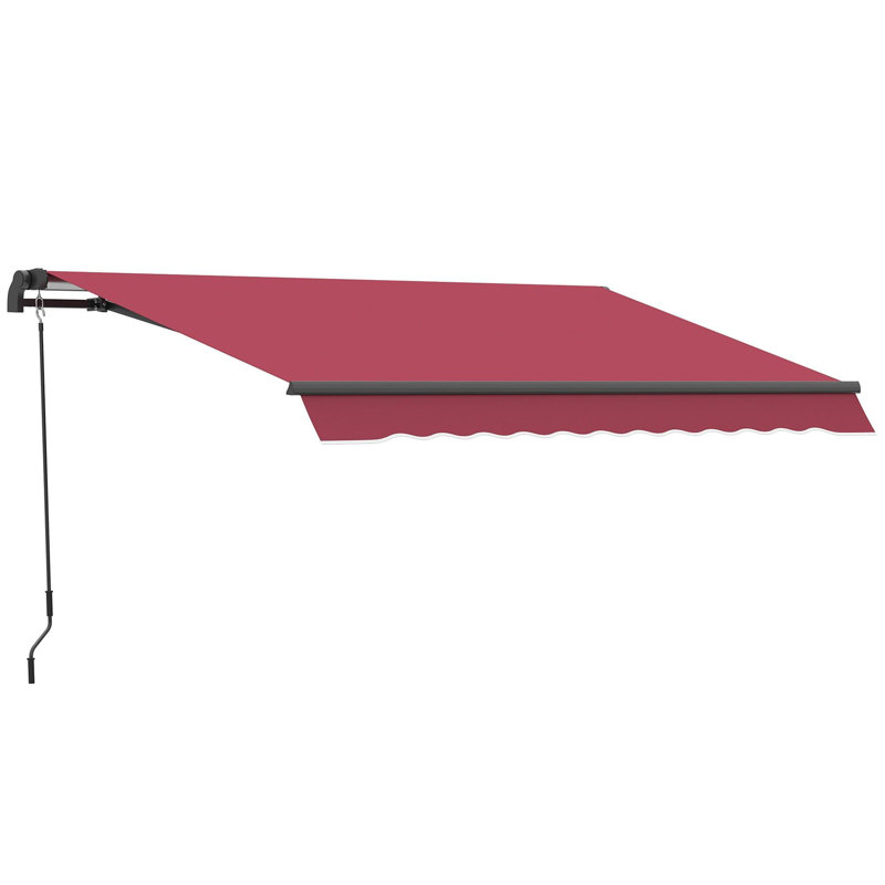 116.3"L x 96.5"W Wall Mounted Terrace Retractable Awning, Red/Black