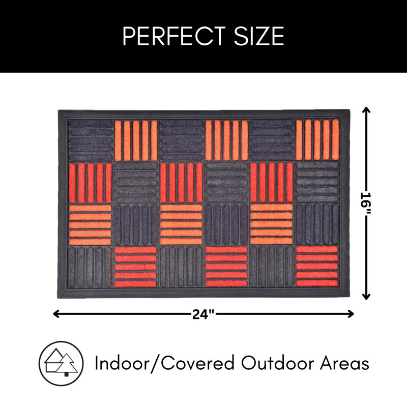 Sheltered Mat Non-Slip Striped Doormat, Orange