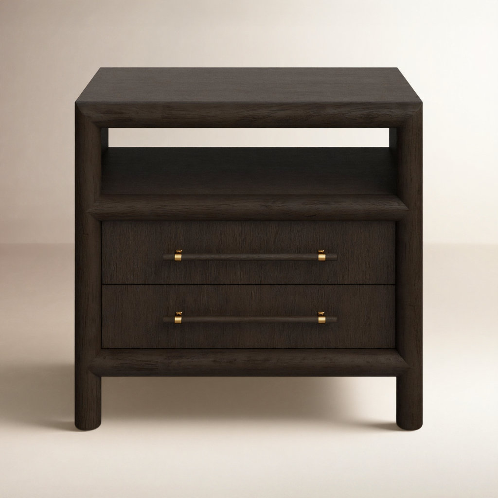 Colleen 2-Drawer Acacia Nightstand, Basalt Gray