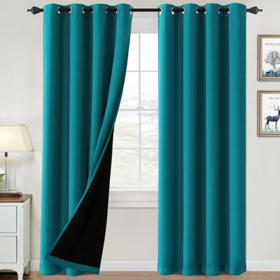 Rideaux occultant 100% pour la chambre à coucher Rideaux occultant et isolant thermique 84 pouces de longueur et rideaux bloquant la lumière pour le salon avec doublure noire 2 panneaux