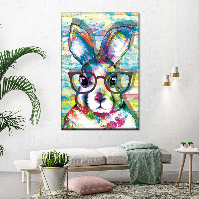«Nerd Rabbit Paint», reproduction sur toile, H 24 po x l 16 po