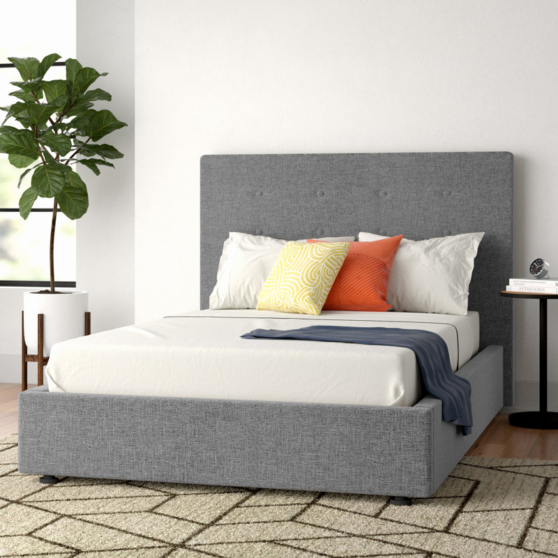 LUCCA UPHOLSTERED BED, Grey, Kingsize (5')
