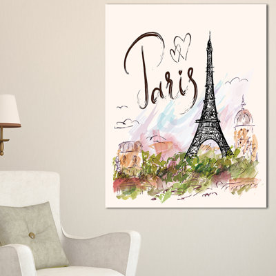 " Eiffel Tower With Paris Scribbling "