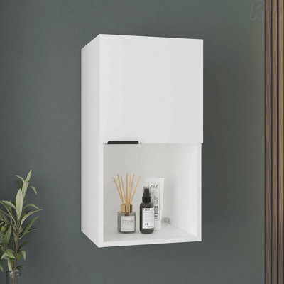 Pharmacie avec miroir et tablettes, avec option de positionnement vertical ou horizontal, solution de rangement de salle de bain moderne, blanc