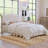 Upholstered Platform Bed With Saddle Curved Adjustable Headboard And Diamond Tufted Details,Wooden Slats And Metal Support, No Box Spring Needed,Beige-1297766119