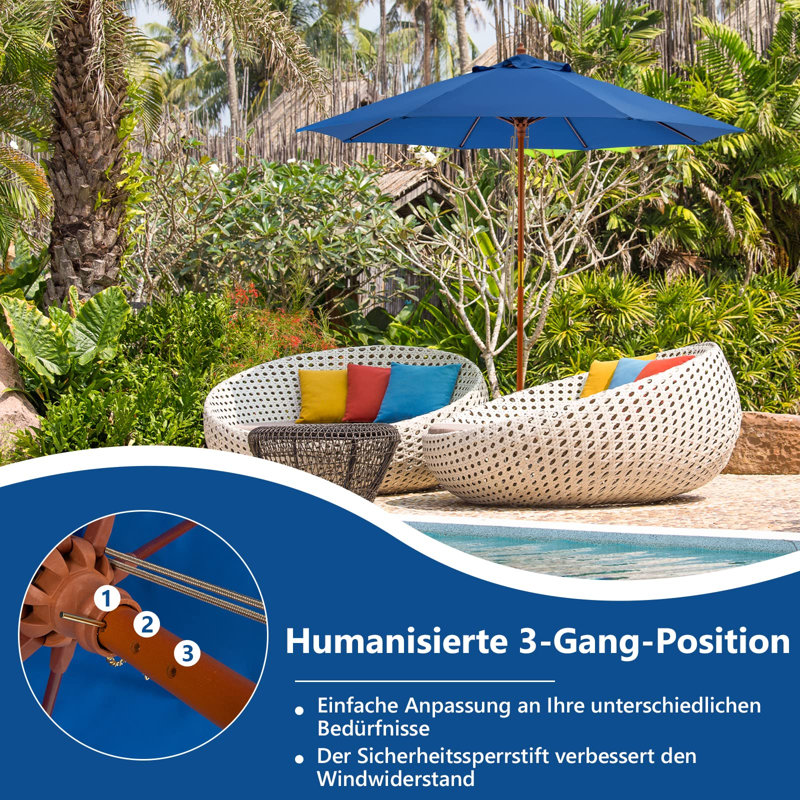 Antenor 262cm Market Parasol, Blue