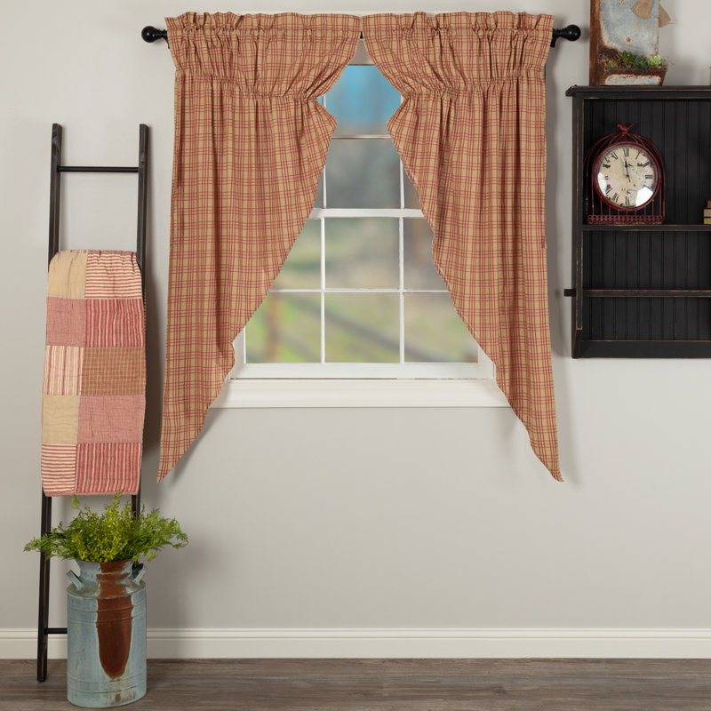 Jacqueline 100% Cotton Room Darkening Curtain Pair, Red, 36" W x 63" L