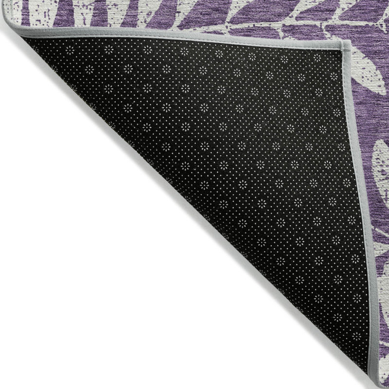 Tapis intérieur lavable floral mauve et ivoire 10 pi x 14 pi