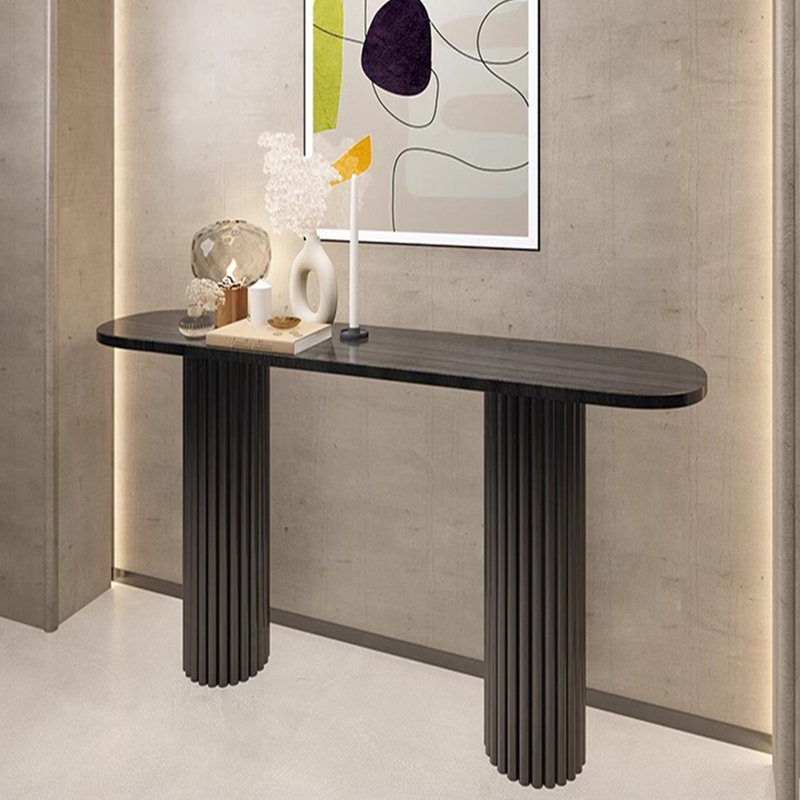 Table de véranda en bois massif de style français., H 31,5 po x l 55 po x P 13,7 po, Noir