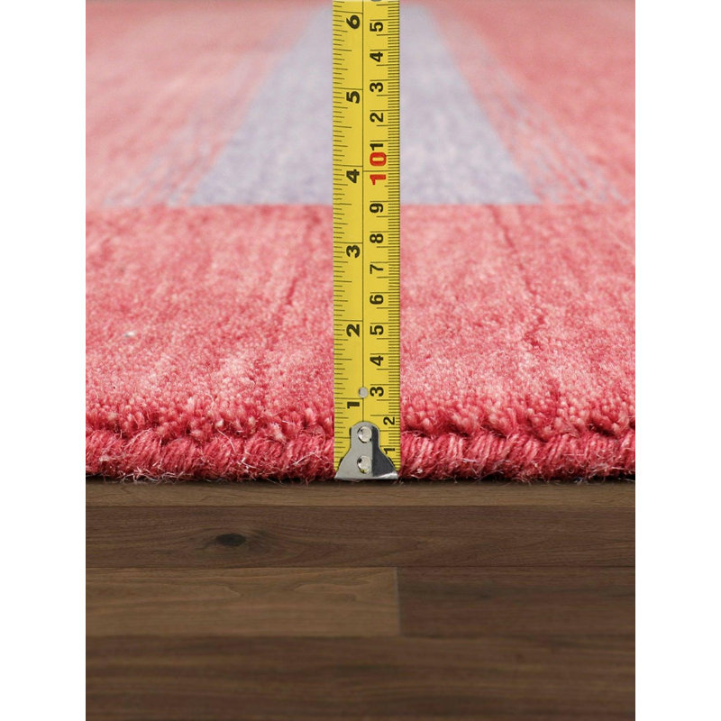 Tapis rayé en laine / coton / viscose rectangulaire fait à la main 5 pi 4 po x 7 pi 11 po