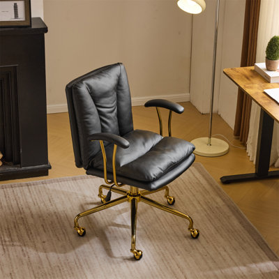 24" W Swivel Upholstered PU Office Chair
