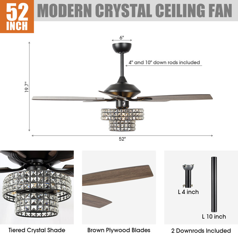 Rafferty 52'' Ceiling Fan with Light Kit, Matte Black