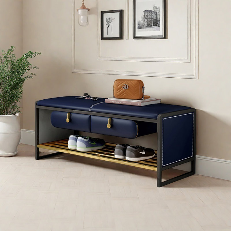 Banc de rangement pour tabouret 47,2 po, Bleu