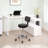 Dakotajames Adjustable Drafting Stool, Office Stool with Wheels and Backrest, Faux Leather Space-Saving Rolling Stool-123833879